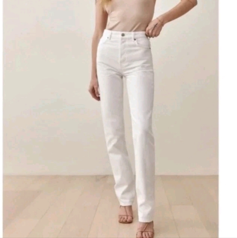 Reformation Cynthia Vintage White High Rise Jeans Straight Button Fly